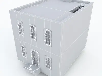 Old Stone Building nterior and Exterior Low-poly 3D model
