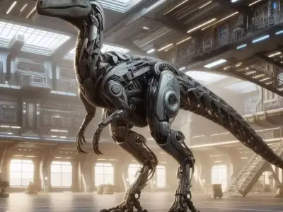 Mechanical Velociraptor Futuristic Robot Dinosaur Sci-Fi 3D Low-poly 3D model