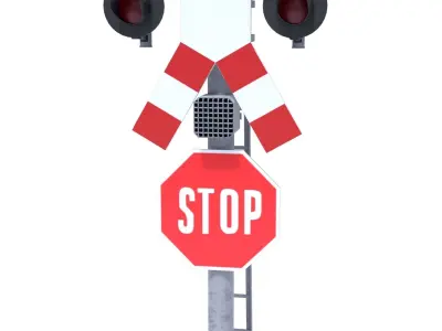 Rail Crossing Traffic Light 4 3D model