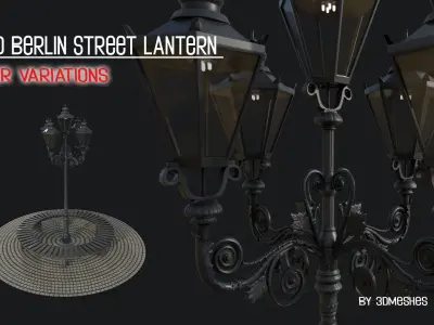 Old Berlin Street Lantern 1 - PBR lowpoly Low-poly 3D model