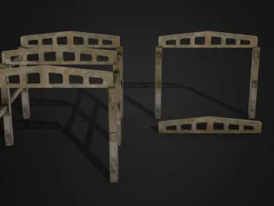 Abandoned Parts Of Hangar Low-poly 3D model