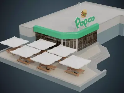Restaurant 1A Low-poly 3D model