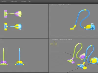 Cartoon vacuum cleaner Low-poly 3D model