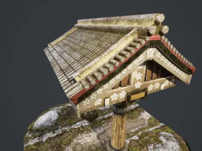 Tori Gate Japanese Old Temple Entrance Low-poly 3D model
