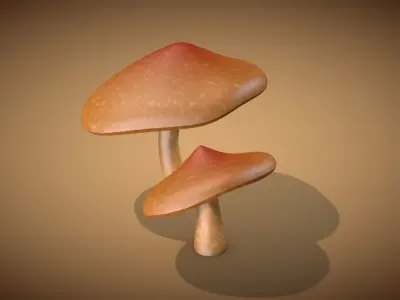 Mushroom 2 two mushrooms Low-poly 3D model