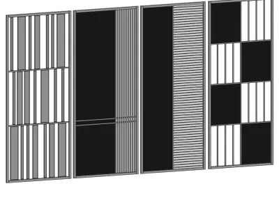 Partition set of three metal door panels 3D model