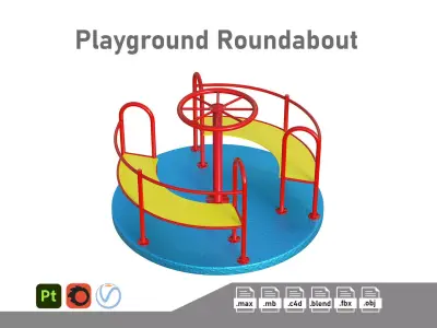 Playground Merry Go Roundabout Low-poly 3D model
