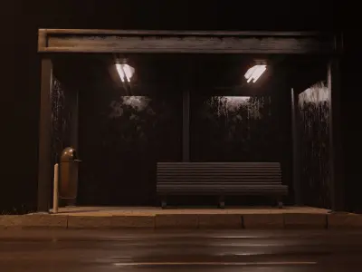 nigh street bus station 3D model