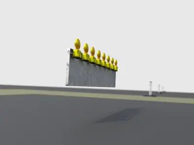 Construction Barrier 4 with warning lights 600-39 500x2400mm  Low-poly 3D model