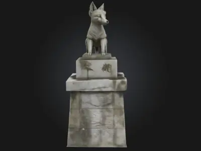 Fox Guardian Statue Mystical Shrine Protector  3D model