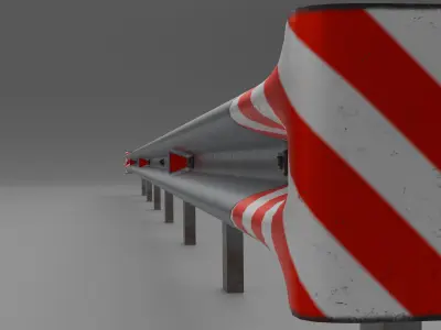 Metal road fence Low-poly 3D model
