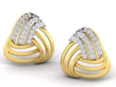 Gold Diamond Women Earring 3D print Model 3D print model 144