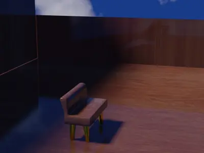 Wooden sofa  Free low-poly 3D model