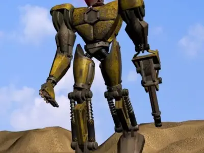 Sand Marauder Robot Character Rigged Low-poly 3D model