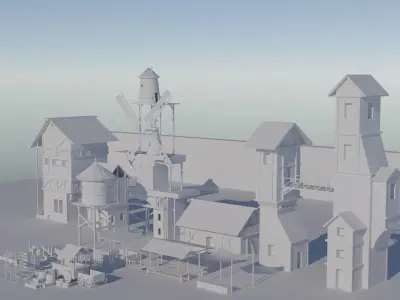 Medieval small town pack Free 3D model