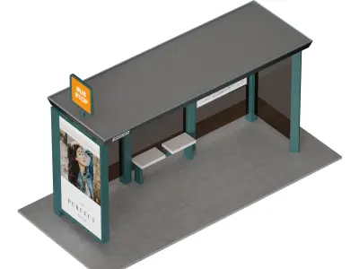 Public transport bus stop 3D model