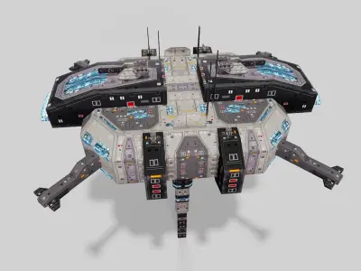 Sci-fi space dock Low-poly 3D model