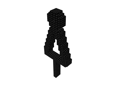 Voxel Style Girl Symbol v1 002 Low-poly 3D model