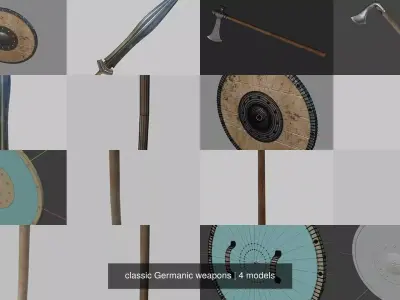 classic Germanic weapons 3D Model Pack
