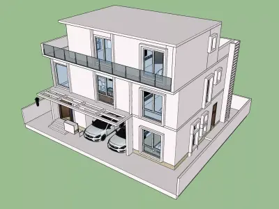 House with two floors fully furnished 3D model