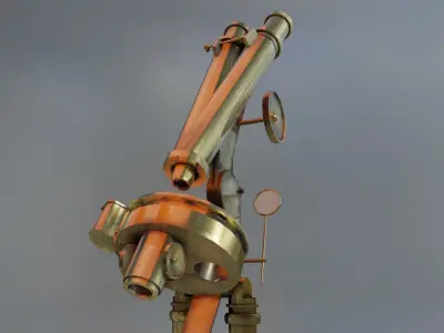 Old British Microscope 3d model Low-poly 3D model