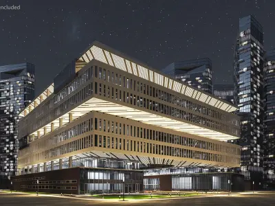  Modern Office Building Night Glow 