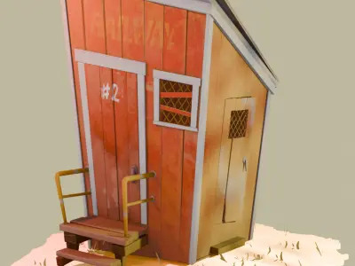 Stylized Railway shack 3D model