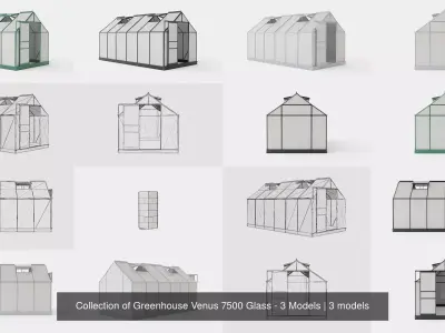 Collection of Greenhouse Venus 7500 Glass - 3 Models 3D Model Pack
