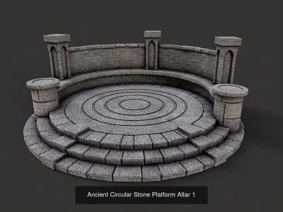 Ancient Circular Stone Platform Altar Collection 3D Model Pack