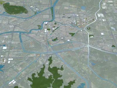 Huzhou Zhejiang China 50km Low-poly 3D model
