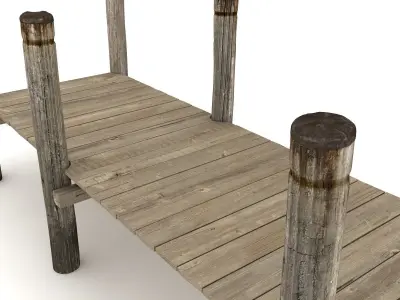 Wood Pier Low-poly 3D model