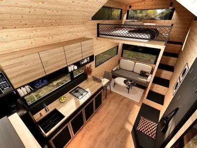 house on wheels tiny house on 20ft Low-poly 3D model