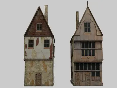 MedievalBuilding old house with roof Low-poly 3D model