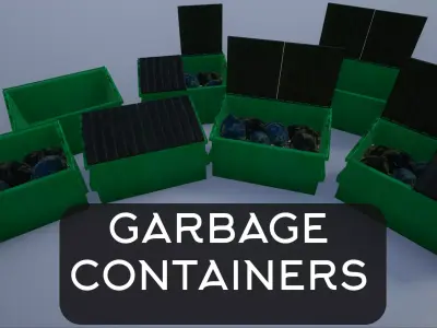 Garbage-Trash Containers-Dumpster Low-poly 3D model