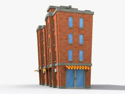 Cartoon Building x26 Low-poly 3D model