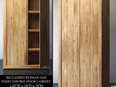 RECLAIMED RUSSIAN OAK PANEL DOUBLE-DOOR CABINET 3D model