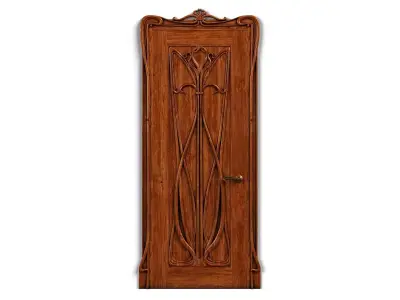 Door0001 wooden door with ornate carvings 3D model