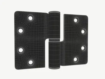 door lift off stainless steel hinge with round corners 90mm 3D model