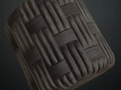 Dark Brown Basketweave Wood PBR Seamless Texture