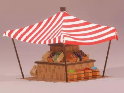 Market in desert  3D model