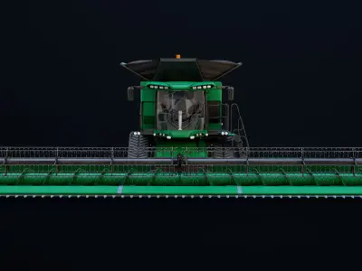  Modern Combine Harvester Green Rigged PBR 