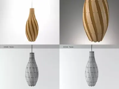Swish striped pendant light 3D model