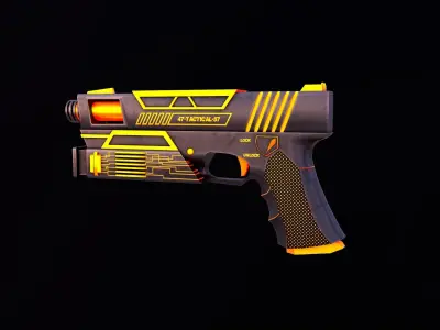 Sci-fi Glock 47-57 Low-poly 3D model