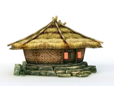 Traditional hut with roof 3D model