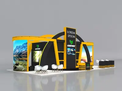 Exhibition Stand Stall 14x7m Height 550 cm 4 Side Open 3D model