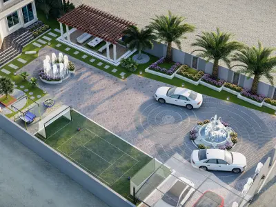 garden landscape 3D Model swimming pool 3D model