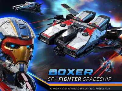 BOXER - Fighter Spaceship Low-poly 3D model