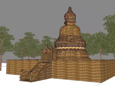 Architecture-Religion-God-Culture-Temple-0268 pagoda in middl... 3D model