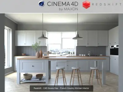 Set 3 - Redshift C4D - 4 x Interior Scenes 3D Model Collection 3D Model Pack