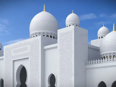  Sheikh Zayed Mosque Complex with Minarets and Domes White 